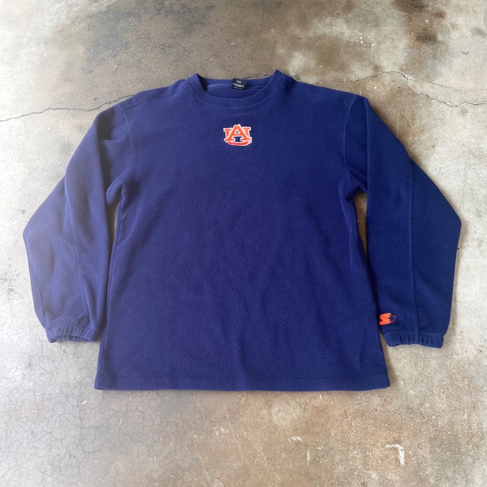 Starter Auburn Tigers Fleece Pullover Mens Large Navy Blue Excellent NCAA Logo